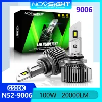 Novsight N52 9006 HB4 หลอดไฟหน้าLED 100W 20000LM 6500K แสงสีขาวสว่างมาก ไฟ LED สำหรับรถ ไฟสูง/ไฟต่ำ ปลั๊กแอนด์เพลย์ 2 ชิ้น รับประกัน 1 ปี จัดส่งฟรี