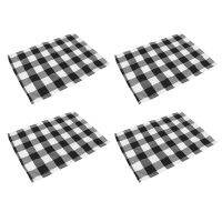 4 Pcs Black White Placemat Table Mat Tableware Plate Placemat for Daily Placement, Farmhouse Decoration, Family Dinner, Barbecue and Festive Etc