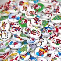 Santa Claus Pattern Round 2 holes button Christmas Stockings poly wood 15mm buttons for Sewing Scrapbooking 7NK218 Haberdashery