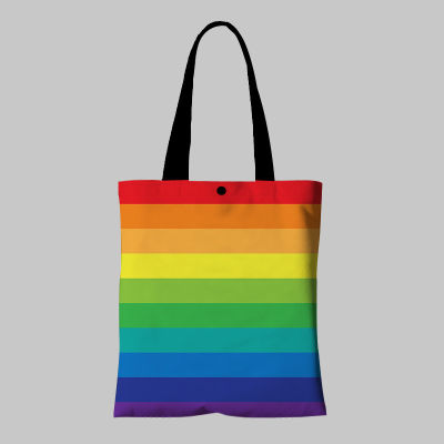 กระเป๋าสีรุ้ง กระเป๋า กระเป๋าสะพาย สีรุ้ง กระเป๋าผ้า กระเป๋าสะพายไหล่ Rainbow LGBT Pride Stripe Portable Canvas Shoulder Bag