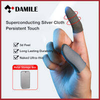 DAMILE ZT00 Silver Cloth Gaming Finger Cover ไนลอนที่ทนต่อการสึกหรอ + เงิน14% เนื้อหาความไวสูง Ultra-Thin Comf,silver-Cloth Mobile Gaming Finger Sleeve Sensitive Thin Washable Mobile Gaming Finger Sleeve Finger Gloves For Free Fire PUBG Mobile CODM