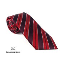 Giorgio Del Sarto Necktie Silk Red  8.5 cm with Fabric Texture เนคไทผ้าไหมสีแดงมีเท็กเจอร์