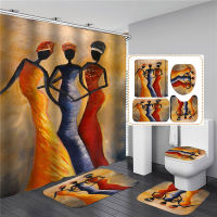 Vintage African Woman Shower curtain Set Bathroom Curtains Bath Car Anti-slip Mats Doormats Soft Toilet Rugs Home Decoration