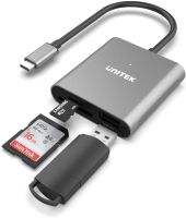 UNITEK 3-In-1เครื่องอ่านการ์ด Type C 3.1ไปยัง SD Micro การ์ดเอสดีทีเอฟ USB 2.0 Hub อะแดปเตอร์หน่วยความจำสำหรับ PC โทรศัพท์มือถือแล็ปท็อปอุปกรณ์เสริม