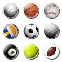 Football Decorative Refrigerator Magnets Movement Soccer Basketball Tennis Ball 30MM Fridge Magnet For Kids Message Board Sport