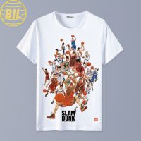 BIL คอลูกเรือSlam Dunk T-shirt Sakuragi Flower Road Akagi Haruko Anime Basketball Men and Women Students Short Sleeve T-Shir