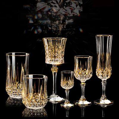 【CW】❄  Wine Glasses Gold Foil Shot Vodka Glass Goblet Cup Bar Luxury Liquor