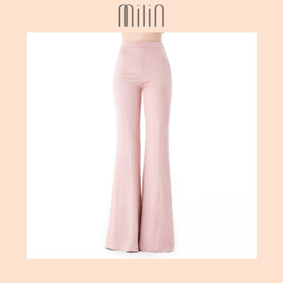 [MILIN] Flare leg high waist pants กางเกงขาม้า เอวสูง ผ้าซาติน Lorne Pants สีชมพู/ Pink