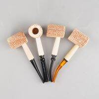 ♙۩♕ Large Corn Tobacco PipeCorn Cob Smoking Pipes Natural Practice Corn Pipe3mm Filter Pipe HolderLong Straight For man gift