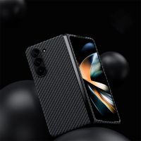 Thin Light Real Carbon Fiber Case For Samsung Z Fold 5 Fold5 Phone Lens Protection Aramid Fiber Shell Cover Cases