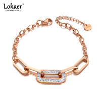 HotLokaer อินเทรนด์ CZ คริสตัลเรขาคณิต Charm สร้อยข้อมือผู้หญิงไทเทเนียมสแตนเลส Link Chain โบฮีเมียเครื่องประดับชายหาด B21001