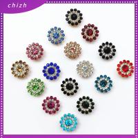 CHIZH 10PCS 14mm ก้นเหล็ก รูปดอกไม้ เครื่องประดับหมวก ปุ่ม หินแก้วคริสตัล พลอยเทียม ตกแต่งเสื้อผ้า