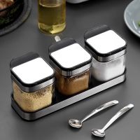 Onlycook Kitchen Stainless Steel Glass Seasoning Jar Household Seasoning Jar Seasoning Box Seasoning Box Seasoning Bottle Jar