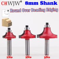 3PC 8mm Shank Round Over Beading Edging Router Bit－1/4－,3/8－,1/2－รัศมีตรง end mill trimmer ทําความสะอาดล้างขอบ