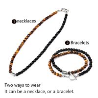 【Preflow ornament】ธรรมชาติ Stonecklace 6มิลลิเมตร BeadsEye อาเกตสีดำ OT BuckleFor ผู้หญิงผู้ชายของขวัญเครื่องประดับ