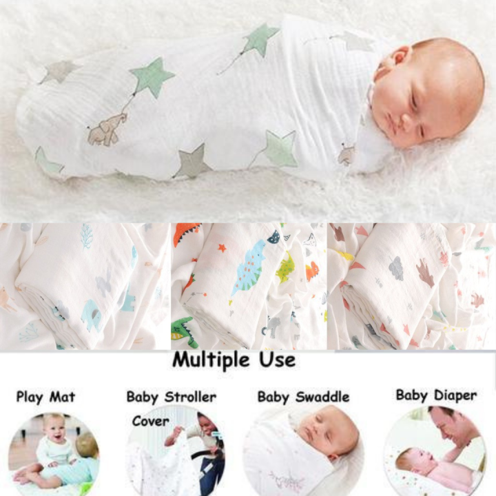 BABA Baby Infant Muslin Blanket Swaddle 100 Cotton Soft Lampin