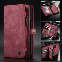 Wallet Case for Samsung S22 Plus Detachable Retro Leather 11 Card Slots Zipper Magnetic Phone Cover for Galaxy S21 Ultra S20 FE