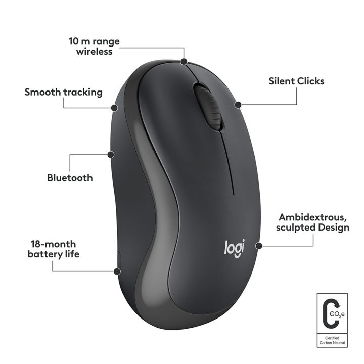 logitech-m240-silent-bluetooth-mouse-เม้าส์ไร้สายที่วางใจได้พร้อมรูปทรงจับสบายและการคลิกเงียบ-เชื่อมต่อผ่าน-bluetooth-ไม่มีแถม-usb-receiver