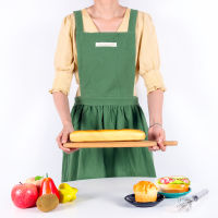 Ladies Fashion Simple Dress Style Apron Flower Shop Gardening Linen Apron Long Barber Barista Home Kitchen Apron