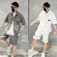 【hot seller】 2023 New Shirt Mens Loose Color Couple Two-piece