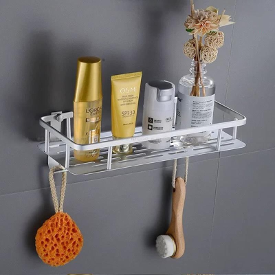 Bathroom Shelf Organizer ชั้นวางในห้องน้ำ ชั้นวางของ ชั้นวางของแบบ 1 ชั้น ชั้นวางแบบ 2 ชั้น ชั้นวางของในห้องน้ำ อลูมิเนียม ไม่เป็นสนิม ชั้นวางติดผนัง ไม่ต้องเจาะผนัง รับน้ำหนักได้ดี Bathroom Shelving ชั้นวางของในห้องน้ำสวยๆ จัดห้องน้ำให้เป็นระเบียบ