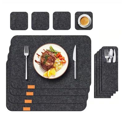 【CC】✽☇  Felt Placemat Cup Cushion and Fork Absorbent Non-slip Insulated Table