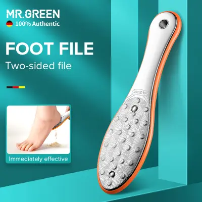 German MR.GREEN Double-Sided เท้า Rasp เท้าที่ขัดตะไบส้นเท้าเครื่องมือที่ดีที่สุด Footcare Pedicure เครื่องมือจัดส่งได้ทันทีลด Calluses และ Corns แป้งสำหรับผลลัพธ์ทันที