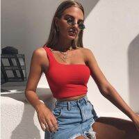 New  Summer Women Single shoulder strap Tight Sexy Cropped top Slim Leisure Female camisole Streetwear Tops