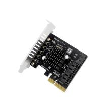 อะแดปเตอร์ PCIE SATA PCI-E 5พอร์ต SATA 3.0 6Gbps คอนโทรลเลอร์ PCI Express X4ไปยัง SATA 3อะแดปเตอร์ขยายการ์ดไรเซอร์ JMB585 FJK3825