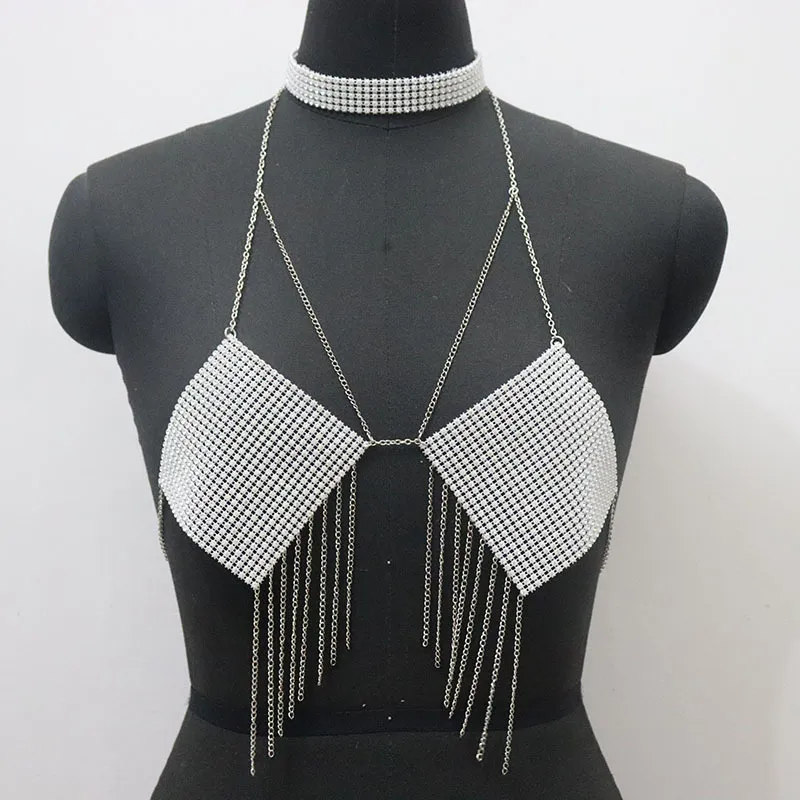 New Arrival Summer Fashion Shiny Rhinestone Chest Chain For Party, Sexy Crystal  Bra Body Chain Jewelry