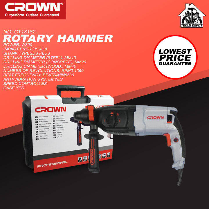 CROWN 800W SDS+ ROTARY HAMMER Lazada PH