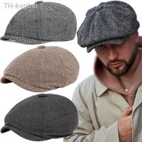 ❦○ Men Tweed Newsboy Hat Beret Herringbone Hats Street Caps Peaked Octagonal Brim British Berets