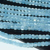 Natural Nice Quality Aquamarine Edge Faceted Cube Bead 3.8mm 4.2mm