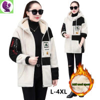 Ready Stock Thick Warm Lamb Coat Women Warm Casual Loose Plush Hooded Cardigan Top Ladies Plus Size Hooded Outerwear Zipper Cardigan Sweater Coat