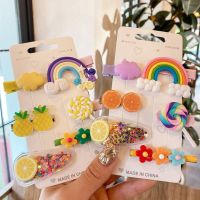 【CW】 6/9pcs Children Hairpins Set Hair Fruit Barrettes for Baby Styling Accessories Headwear