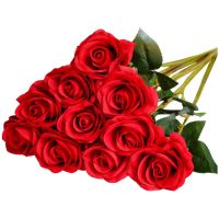 10pcs Fake Silk Rose Flowers Artificial Red Roses For DIY For Home Wedding Party Decora  Offcie Table Decora Garden Wall Decora Outdoor Indoor Decora