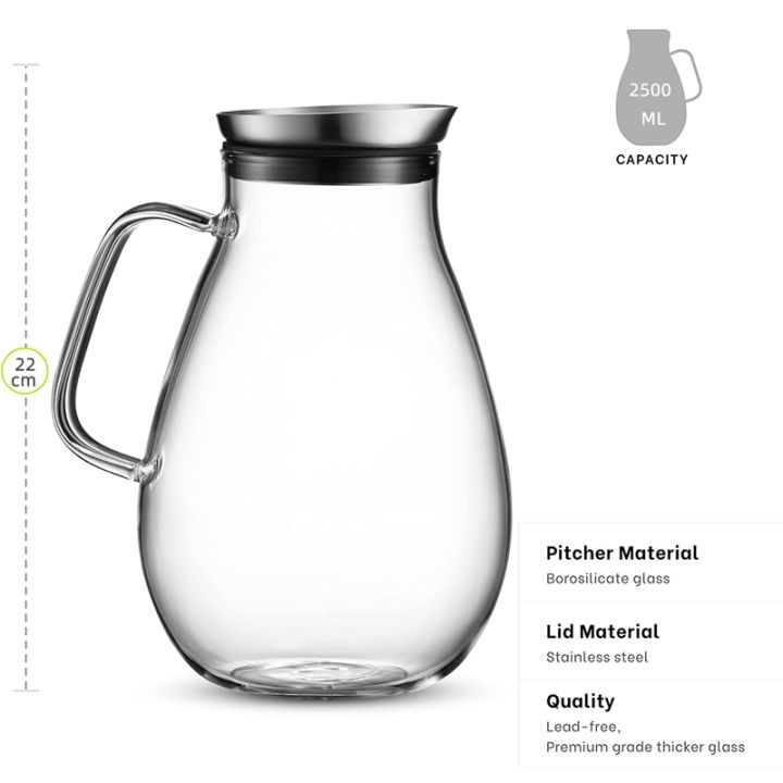 2500ml-glass-pitcher-with-lid-beautiful-lightweight-beverage-jug-carafe-with-handle-great-for-cold-amp-hot-drinks