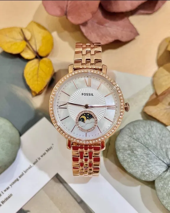 Authentic ES5165 Fossil Jacqueline Sun Moon Multifunction Rose Gold