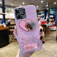 KONSMART เคสโทรศัพท์กระจกรูปหัวใจ2023ใหม่ล่าสุดสำหรับ Realme C53 NFC เคสใส่โทรศัพท์นิ่มรูปดาวกากเพชรส่องแสงเป็นประกายวิบวับอวกาศ