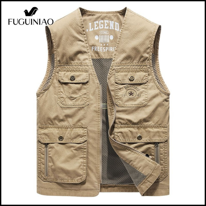 fuguiniao-กระเป๋าอเนกประสงค์สำหรับผู้ชาย-เสื้อกั๊กโอเวอร์ไซส์ลำลองกลางแจ้ง