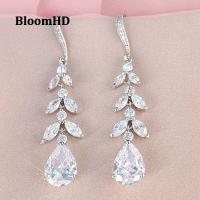 BloomHD Aesthetic Dangle ต่างหูสำหรับงานแต่งงานคริสตัล Cubic Zirconia แฟชั่นผู้หญิงต่างหู2022