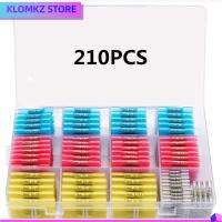 KLOMKZ 210PCS กันน้ำกันน้ำได้ ขั้วต่อปลายท่อหด ฉนวนกันความร้อน 26-10 AWG ขั้วต่อไฟฟ้าแบบจีบ พร้อมกล่องเก็บของ เกรดทางทะเล ก้นประกบกัน ยานยนต์สำหรับรถยนต์