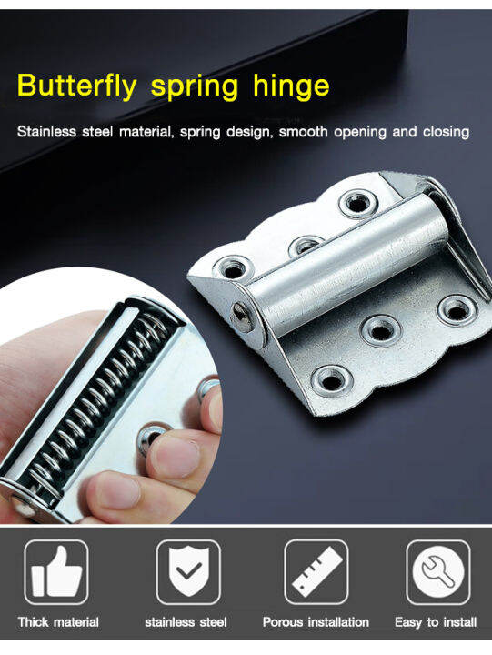 Stainless steel spring butterfly automatic closing invisible hinge