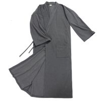 ﹍☁卐 Pijama masculino de algodão estilo retrô roupão kimono hanfu macio