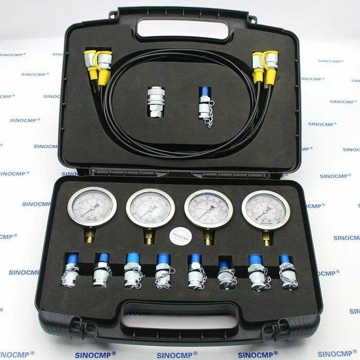 QT Hydraulic Pressure Gauge SINOCMP Excavator Hidraulic Test Kit