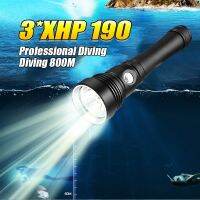 Super 3*XHP190 LED Diving Flashlight Rechargeable Long Shot Professional Diving Lantern High Power Outdoor Scuba Dive Torch18650 Rechargeable  Flashli