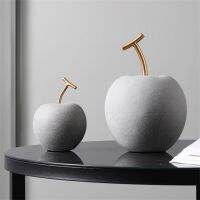 Creative Modern Minimalist Ceramic Apple Pear Fruit Craft Living Room Porch Tv Cabinet Model Miniatures Home Soft Decoration