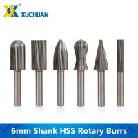 ไฟล์โรตารี่ Burrs HSS เจาะบิต 6mm Shank A B C D F ประเภททังสเตนคาร์ไบด์ CNC แกะสลักเครื่องมือโรตารี่เครื่องมือช่าง