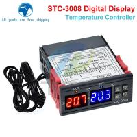 Dual Digital STC-3008 Temperature Controller Two Relay Output Thermostat Heater with Probe 12V 24V 220V Home Fridge Cool Heat