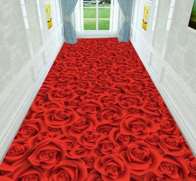 （HOT)3d พรมสามมิติห้องจัดงานแต่งงานทางเดินเต็มพื้นที่ขนาดใหญ่สีแดงผ้าห่มข้างเตียงสำหรับห้องนั่งเล่นห้องนอน